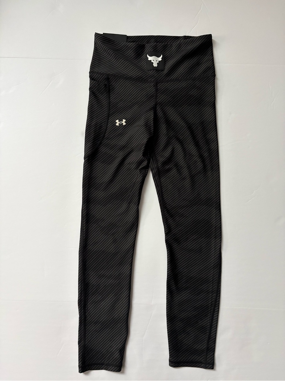Under Armour Project Rock High Rise Striped Compression Ankle Leggings  Sz S NWT